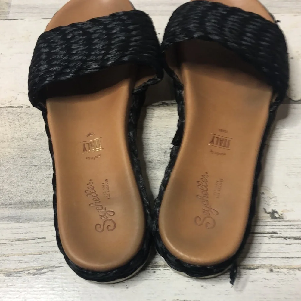 Seychelles Black Braid Slip On Sandal Italy Summer Beach 8 Woven‎